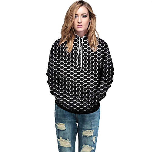 

Women's Active / Street chic Hoodie - Geometric / Color Block / 3D Black L