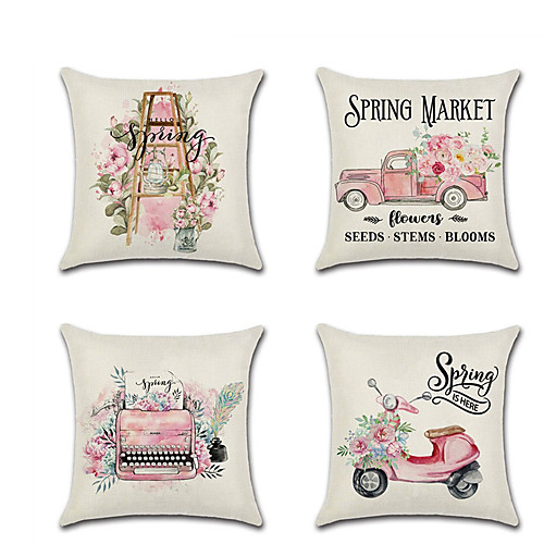 

1pcs Spring Pillowcase Pink Cute Truck Digital Printed Linen