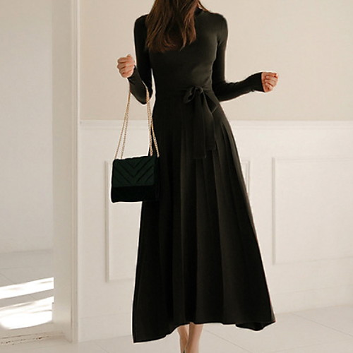 

Women's Daily Wear A Line Dress - Solid Colored Black Wine S M L XL