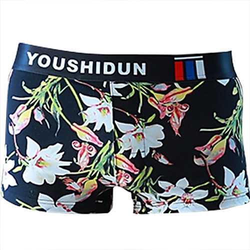 

Men's Print Boxers Underwear - Normal Low Waist Black White Blue M L XL