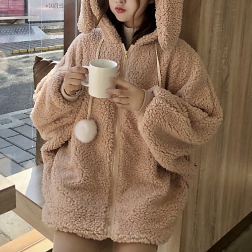 

Women's Casual Hoodie - Solid Colored Khaki One-Size