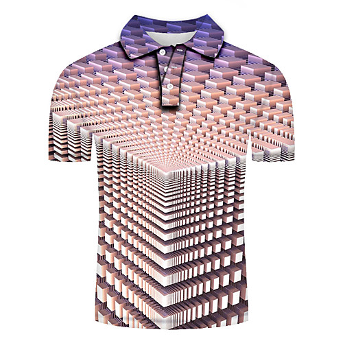 

Men's Daily Going out Basic / Exaggerated Polo - Color Block / 3D / Graphic Purple