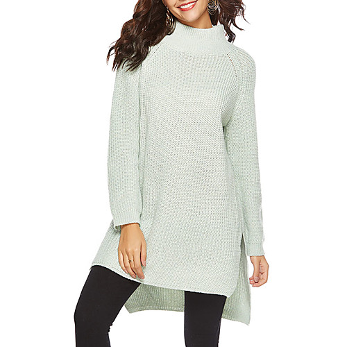 

Women's Solid Colored Long Sleeve Pullover Sweater Jumper, Round Neck Fall Black / White M / L