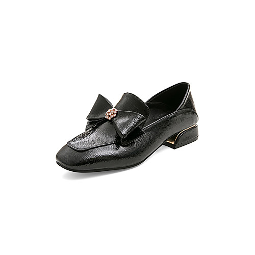 

Women's Loafers & Slip-Ons Chunky Heel Square Toe Rhinestone / Bowknot PU Preppy / Minimalism Spring & Fall Black / Almond / Burgundy