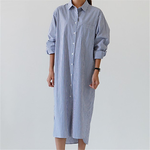 

Women's Going out Shirt - Striped Light Blue