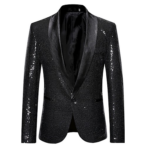 

Men's Blazer, Solid Colored Notch Lapel Polyester Black / Wine / Gold