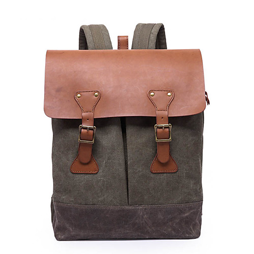 

Waterproof Canvas Zipper Commuter Backpack Color Block Daily Army Green / Blue / Gray
