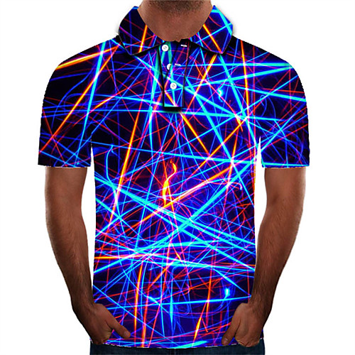 

Men's Daily Holiday Street chic / Exaggerated Polo - Color Block / 3D / Graphic Print Rainbow