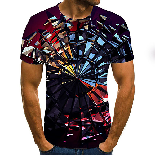 

Men's Daily Basic / Street chic T-shirt - Geometric / 3D Print Black