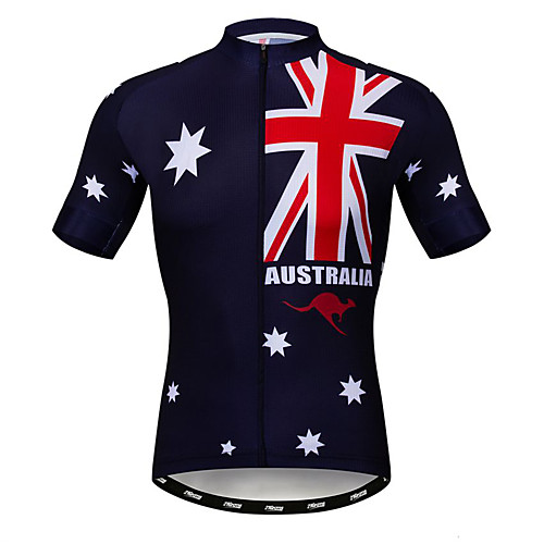 

21Grams Men's Short Sleeve Cycling Jersey RedBlue Australia National Flag Bike Jersey Top Mountain Bike MTB Road Bike Cycling Breathable Moisture Wicking Quick Dry Sports Polyester Elastane Terylene