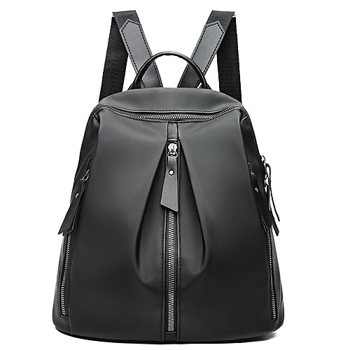 

Большая вместимость Оксфорд Молнии рюкзак Сплошной цвет Повседневные Черный / Хаки