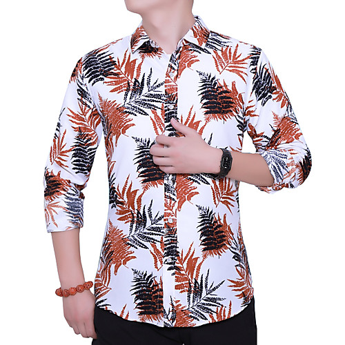 

Men's Daily Basic Shirt - Floral Print White