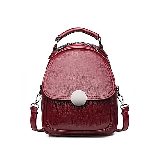 

Large Capacity PU Zipper Commuter Backpack Daily Black / Wine / Orange