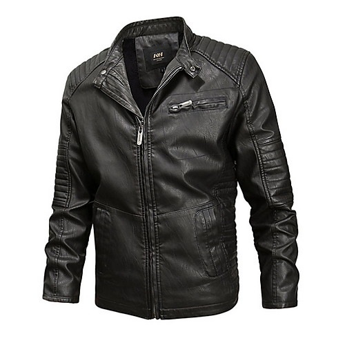 

Men's Daily Regular Jacket, Solid Colored Turndown Long Sleeve Polyester Black / Yellow / Khaki