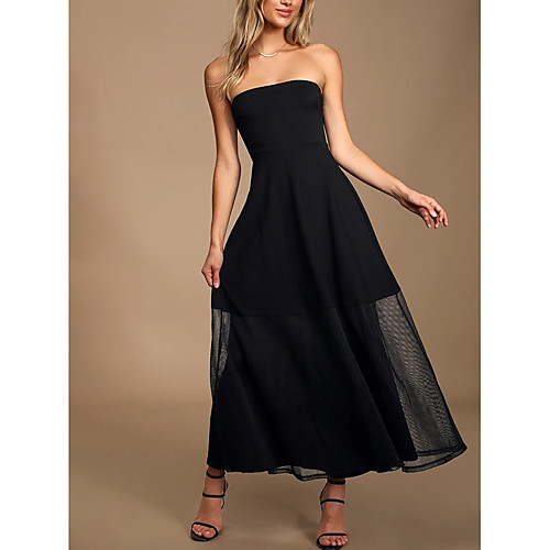 

A-Line Strapless Ankle Length Satin / Tulle Cocktail Party Dress with Pleats by LAN TING Express
