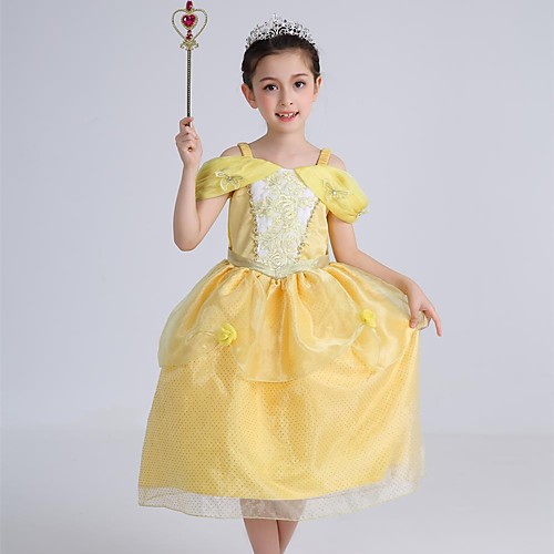 

Belle Dress Masquerade Flower Girl Dress Girls' Movie Cosplay Cosplay Halloween Yellow Dress Halloween Carnival Masquerade Tulle Polyster