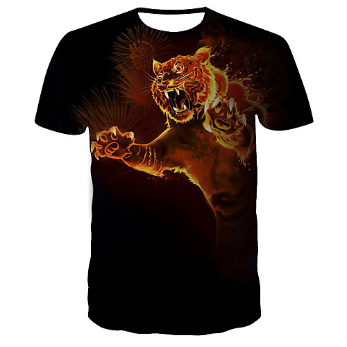 

Men's Daily Going out Basic / Street chic T-shirt - Geometric Print Black