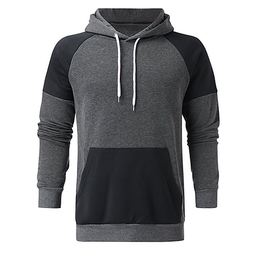 

Men's Work / Casual Hoodie - Color Block Dark Gray US34 / UK34 / EU42