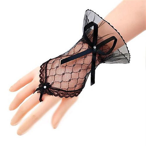 

Net Wrist Length Glove Gloves With Trim / Crystals / Rhinestones