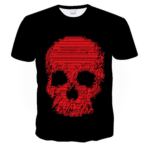 

Men's Daily Holiday Street chic / Exaggerated T-shirt - 3D / Skull / Tie Dye Print Black