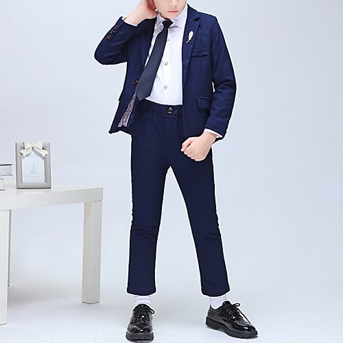 

Dark Navy Polyester Ring Bearer Suit - 1 Piece Includes Coat / Pants / Tie