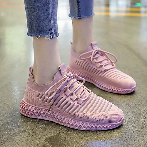 

Women's Athletic Shoes Flat Heel Round Toe Tissage Volant Running Shoes Winter Black / White / Yellow