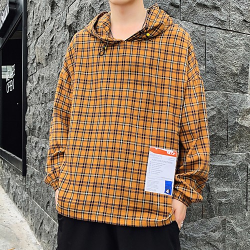 

Men's Casual Hoodie - Plaid White US34 / UK34 / EU42