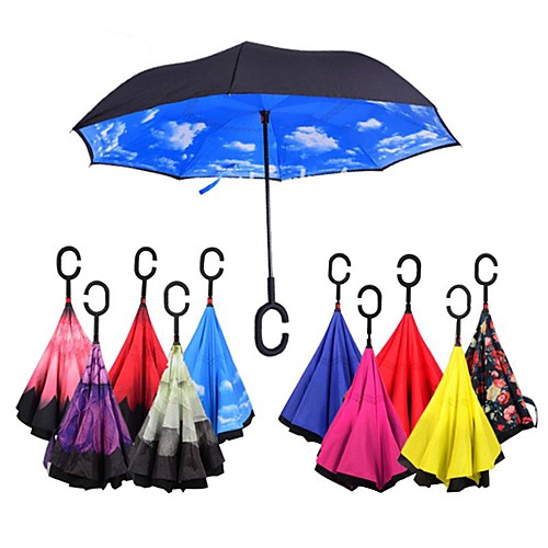 

обратный дождь зонтик для женщин складывающиеся двойные слои для мужчин сам подставка женский зонтик перевернутый ветрозащитные зонтики