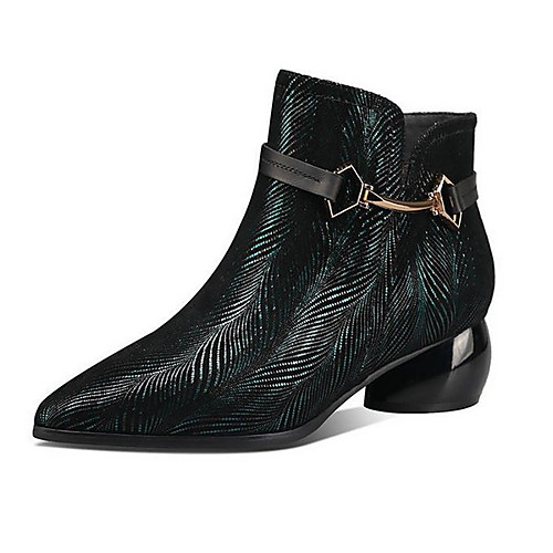 

Women's Boots Chunky Heel Pointed Toe PU Booties / Ankle Boots Winter Dark Green