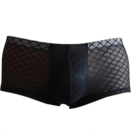 

Men's Mesh Boxers Underwear - Normal Low Waist Black Light Blue White M L XL