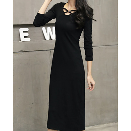 

Women's Daily Wear A Line Dress - Solid Colored Black M L XL XXL