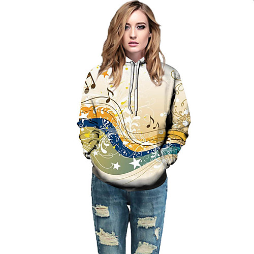 

Women's Active / Street chic Hoodie - Geometric / Color Block / 3D Rainbow L