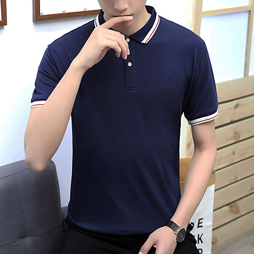 

Men's Polo - Solid Colored Shirt Collar Black