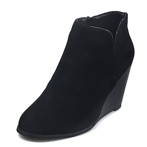 

Women's Boots Wedge Heel Round Toe Suede Booties / Ankle Boots Winter Black / Brown / Leopard