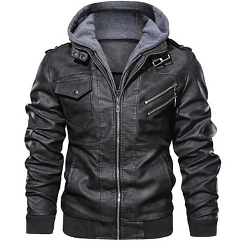 

Men's Daily Regular Jacket, Color Block V Neck Long Sleeve Polyester Black / Red / Brown