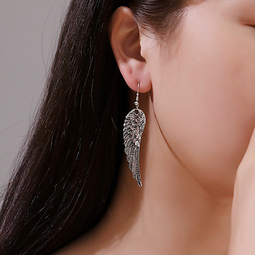 

Women's Ear Piercing Drop Earrings Earrings Engraved Angel Wings Earrings Jewelry Silver For Graduation Daily Street Holiday Bar