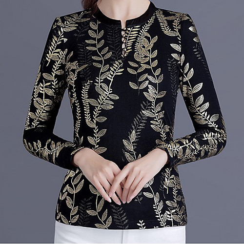 

Women's Daily T-shirt - Floral Black