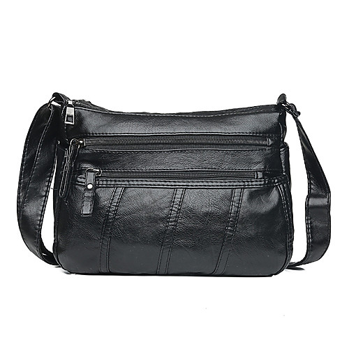 

Women's Zipper Faux Leather / PU Crossbody Bag Solid Color Black