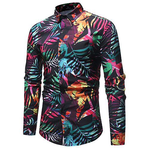 

Men's Daily Going out Basic Shirt - Geometric Print Red