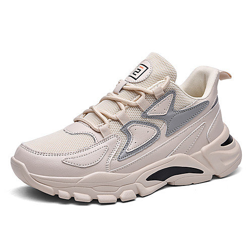 

Men's Chunky Sneakers Tissage Volant Spring & Summer Sporty Athletic Shoes Running Shoes Breathable Color Block Black and White / Light Grey / Beige / Tassel