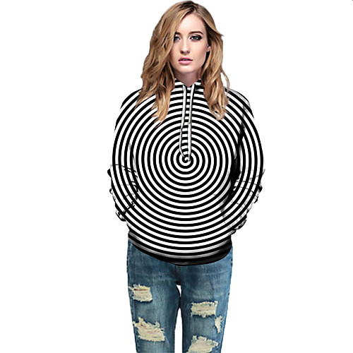 

Women's Active / Street chic Hoodie - Geometric / Color Block / 3D Black L
