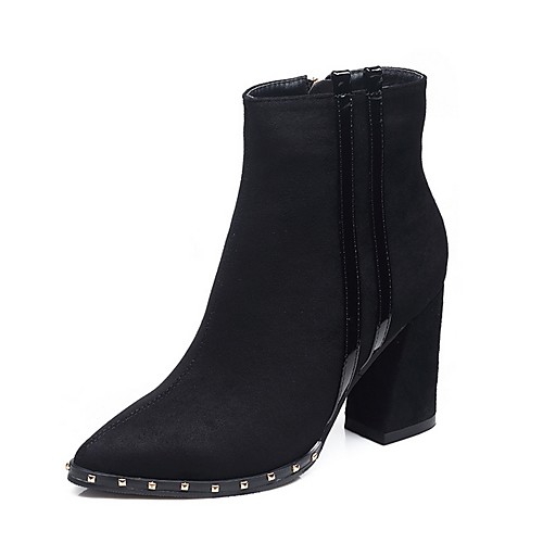 

Women's Boots Chunky Heel Pointed Toe Suede Booties / Ankle Boots Fall Black