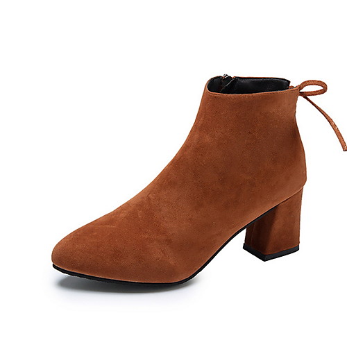 

Women's Boots Chunky Heel Round Toe Suede Booties / Ankle Boots Winter Black / Brown / Wine