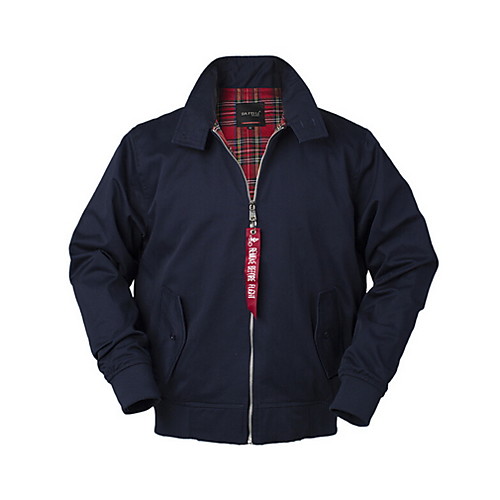 

Men's Daily Regular Jacket, Solid Colored Stand Long Sleeve Polyester Black / Navy Blue