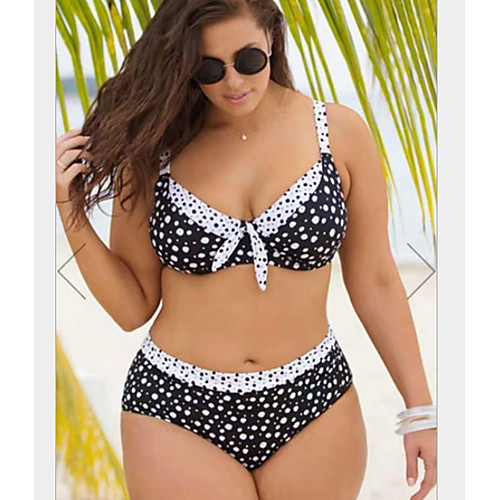 

Жен. Черный Бикини Купальники - Горошек XL XXL XXXL Черный