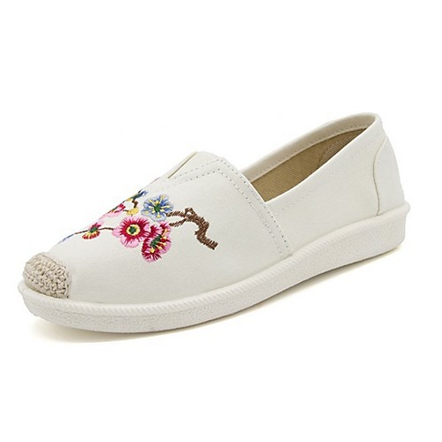 

Women's Loafers & Slip-Ons Flat Heel Round Toe Canvas Spring & Summer Black / White / Red