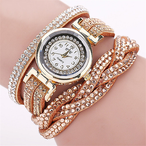 

Women's Bracelet Watch Cubic Zirconia Casual Elegant Black Blue Brown PU Leather Chinese Quartz Black Light Brown Lace Blue Casual Watch Imitation Diamond 1 pc Analog One Year Battery Life