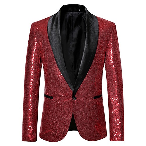 

Men's Blazer Notch Lapel Polyester Black / Gold / Silver