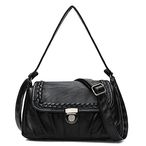 

Women's Chain PU Crossbody Bag Solid Color Black
