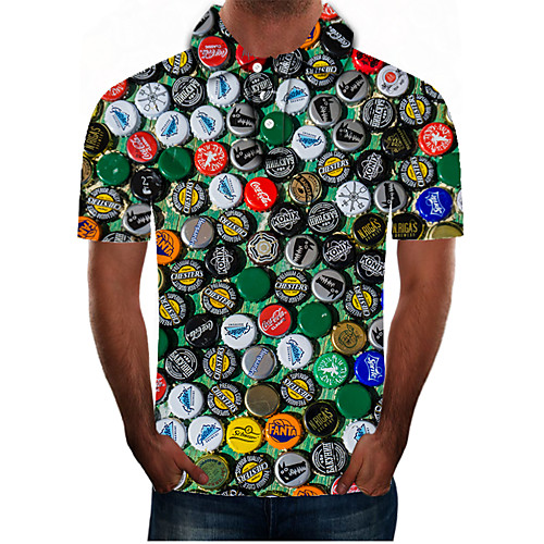 

Men's Daily Going out Street chic / Exaggerated Polo - Color Block / 3D / Graphic Rainbow